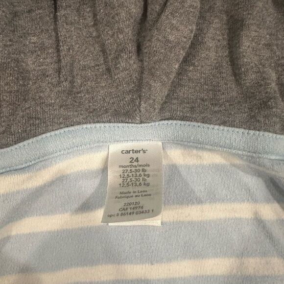 Carters baby blue stripped boys zip up jacket size 24 months - Picture 3 of 3